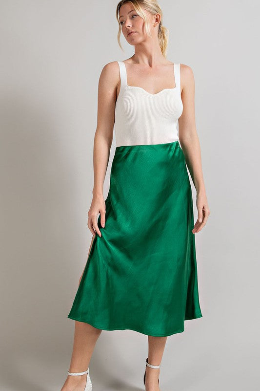 Kyla Satin Midi Skirt