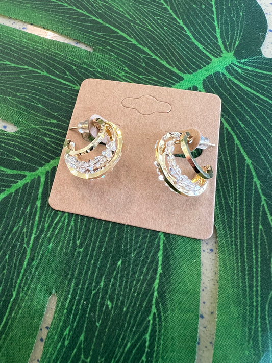 Triple Hoop Crystal Earrings