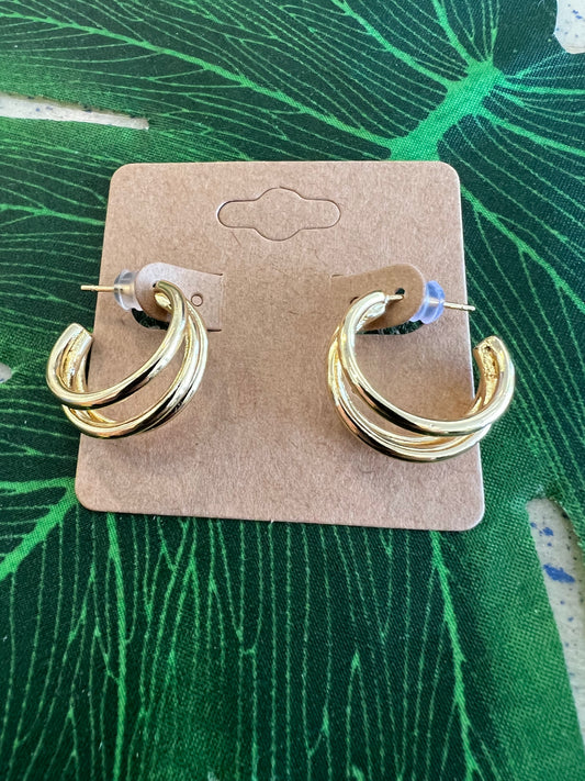 Gold Triple Hoop Earrings