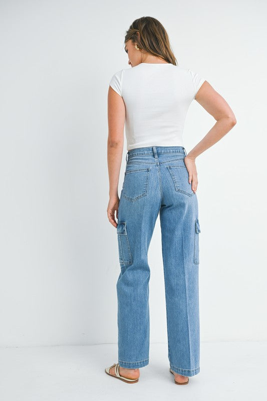 Julie Medium Wash Cargo Jeans