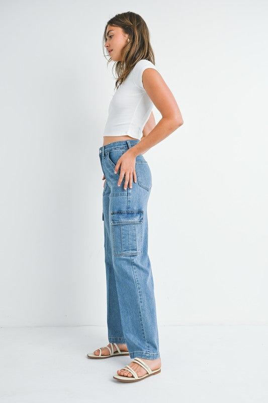 Julie Medium Wash Cargo Jeans