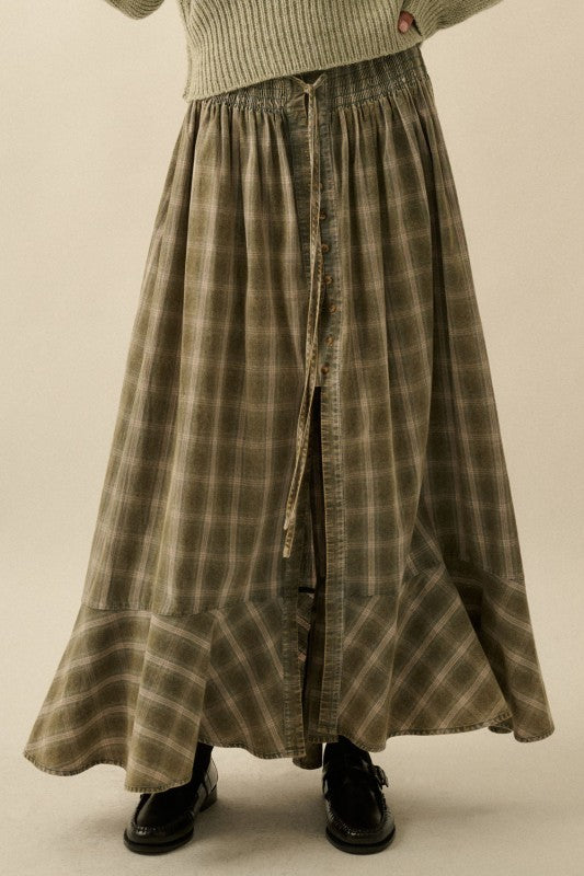 Mabel Plaid Maxi Skirt