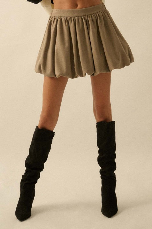 Cindy Faux Suede Bubble Skirt