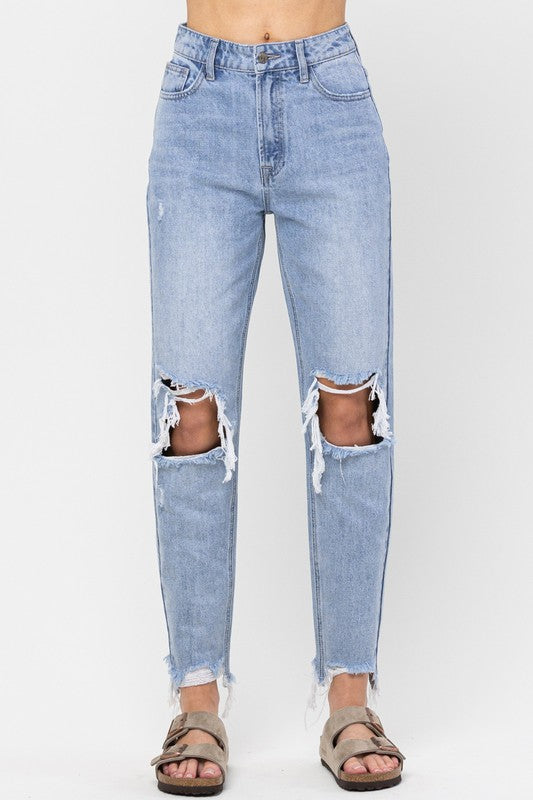 Vintage Wash Straight Leg Jeans