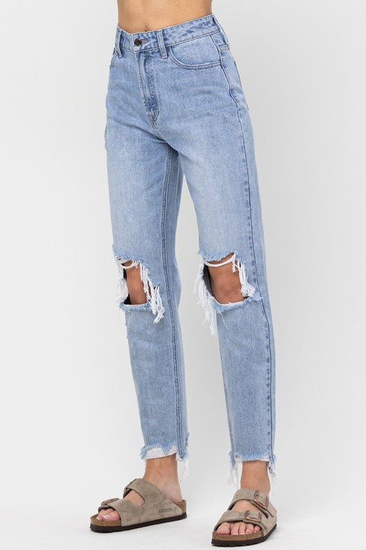 Vintage Wash Straight Leg Jeans