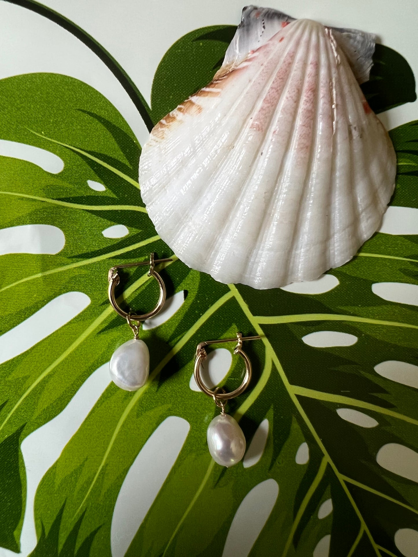 Freshwater Pearl Dangle Huggies