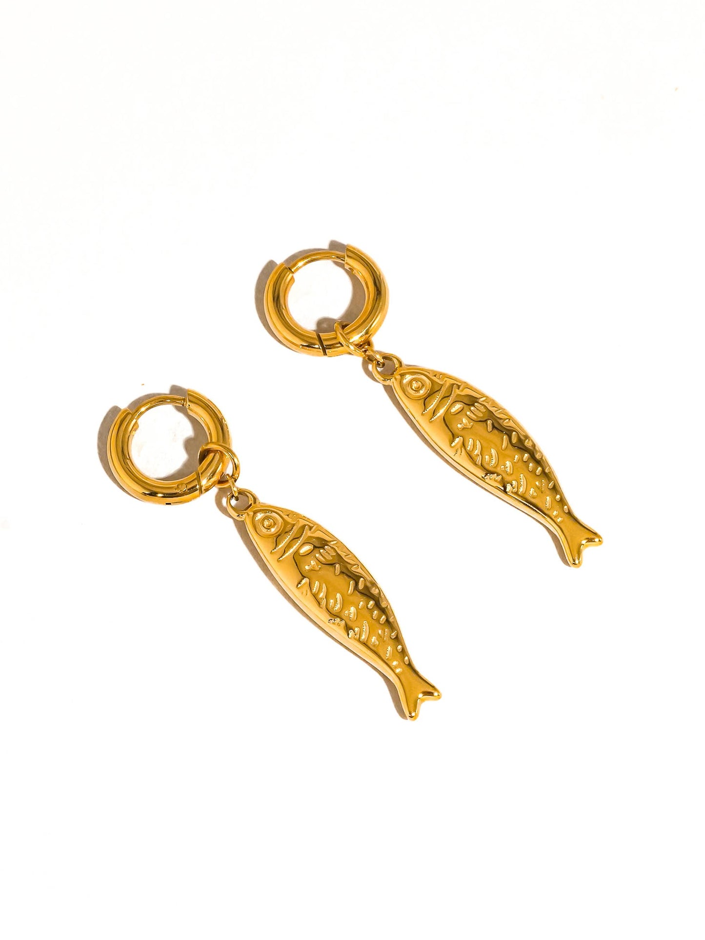 Nibe 18K Gold Non-Tarnish Fish Huggie Earring