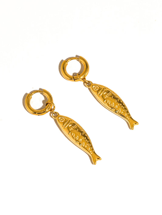 Nibe 18K Gold Non-Tarnish Fish Huggie Earring