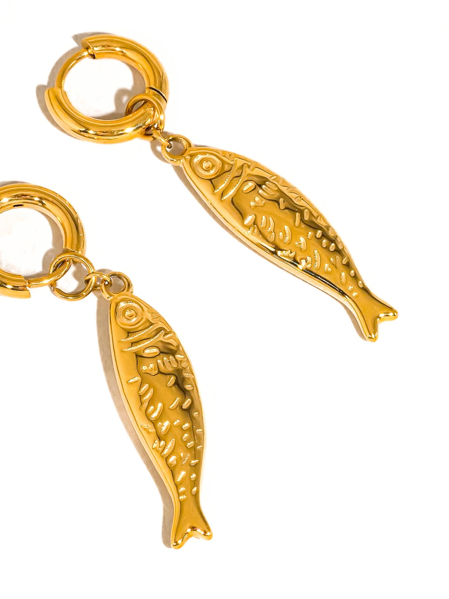 Nibe 18K Gold Non-Tarnish Fish Huggie Earring
