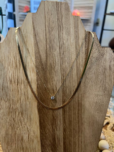 Layered Herringbone and Tiny Stone Necklace