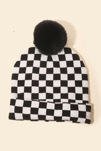Checkered Pom Beanie