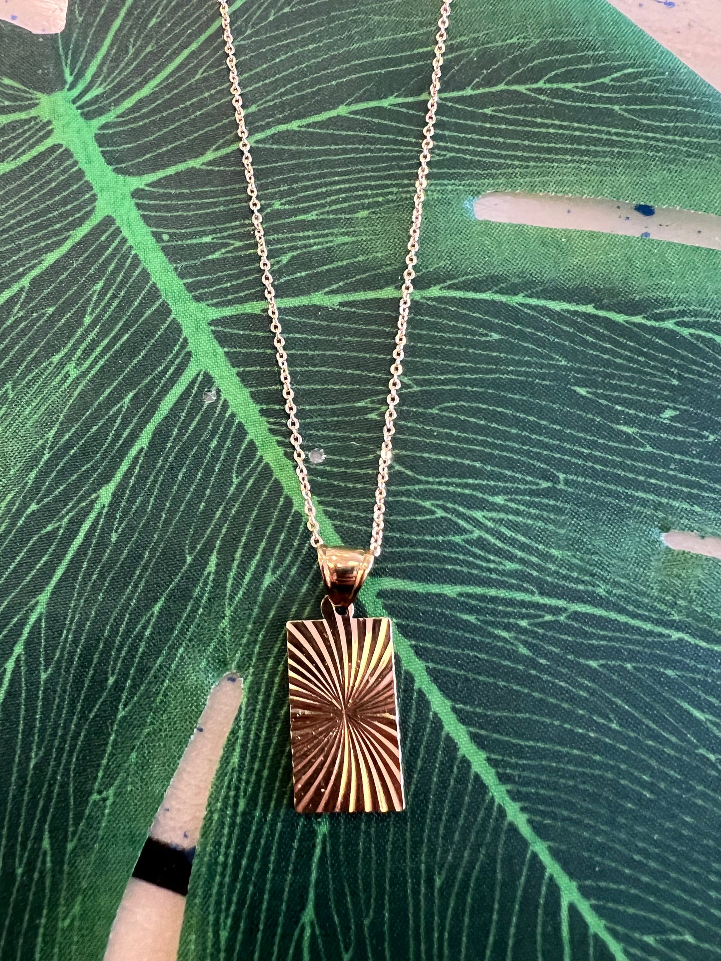 Gold Shimmer Tag Necklace
