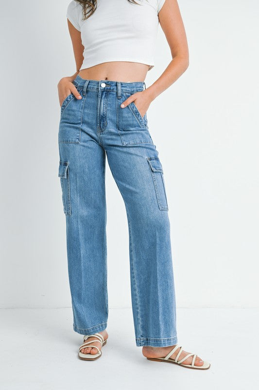 Julie Medium Wash Cargo Jeans