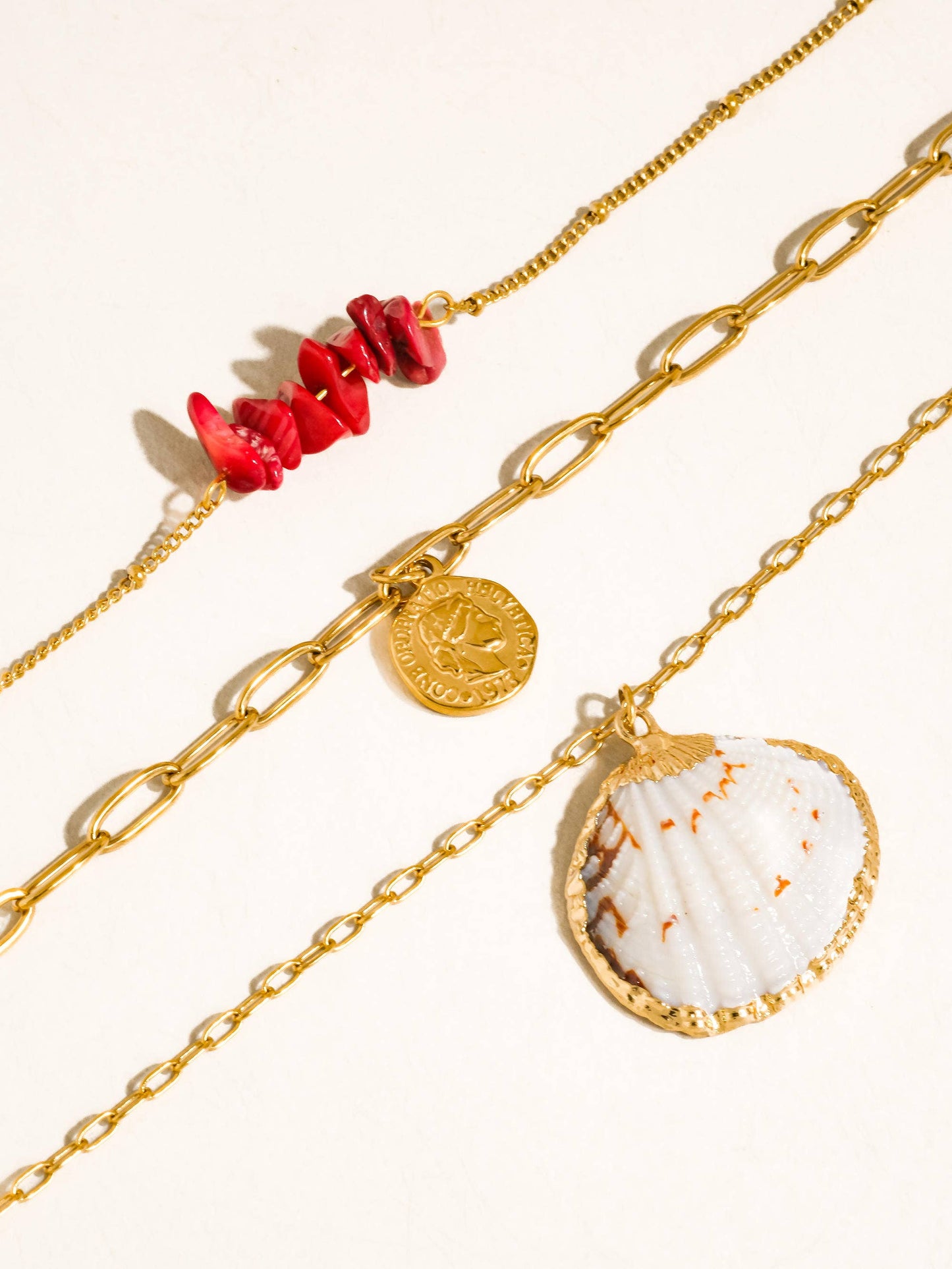 Shellee 18K Gold Non-Tarnish Shell Layered Necklace
