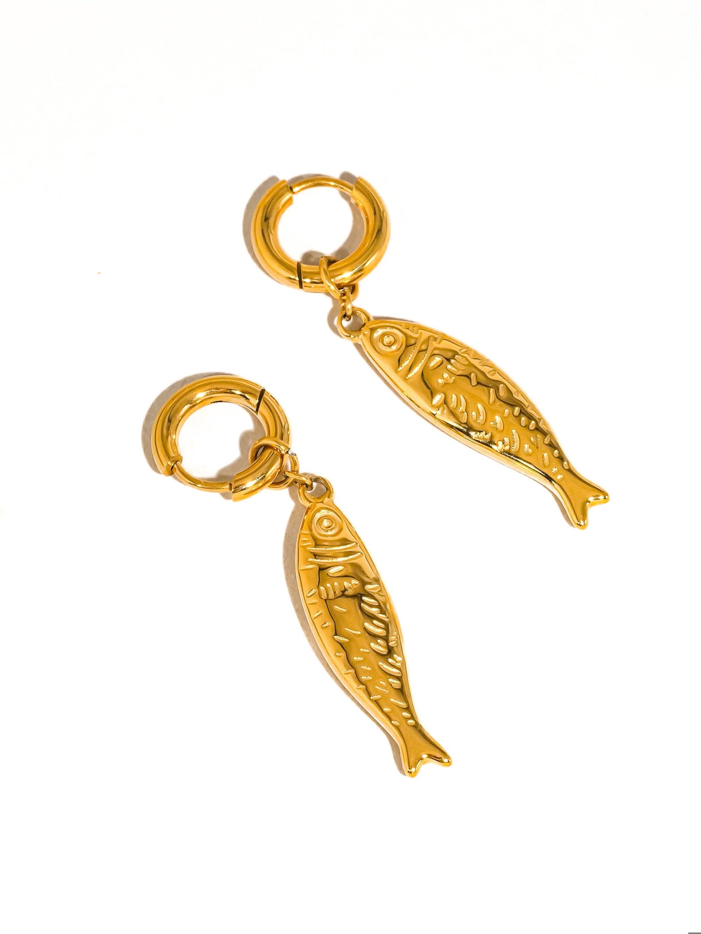 Nibe 18K Gold Non-Tarnish Fish Huggie Earring