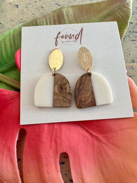 Clay/Wood Drop Earrings