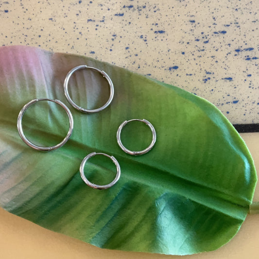 Thin Silver Endless Hoop Earrings
