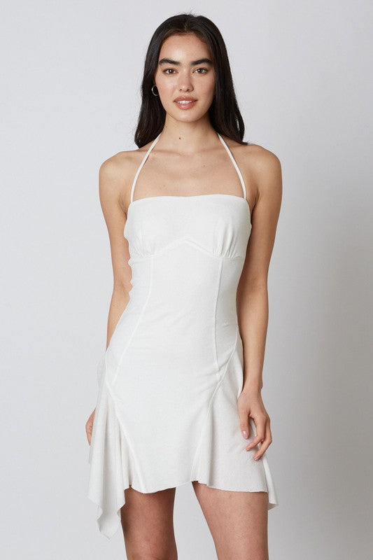 Maren White Halter Mini Dress