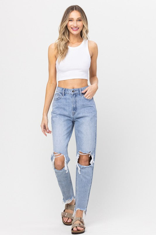 Vintage Wash Straight Leg Jeans