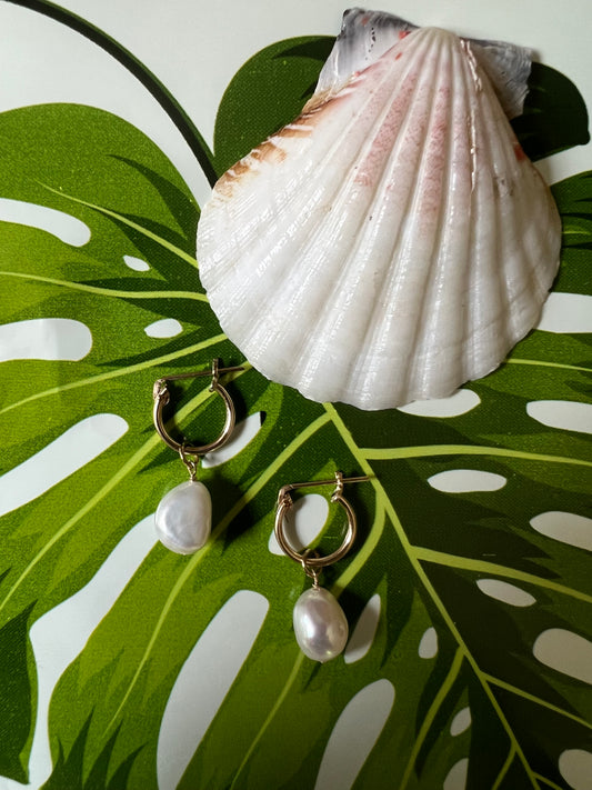 Freshwater Pearl Dangle Huggies