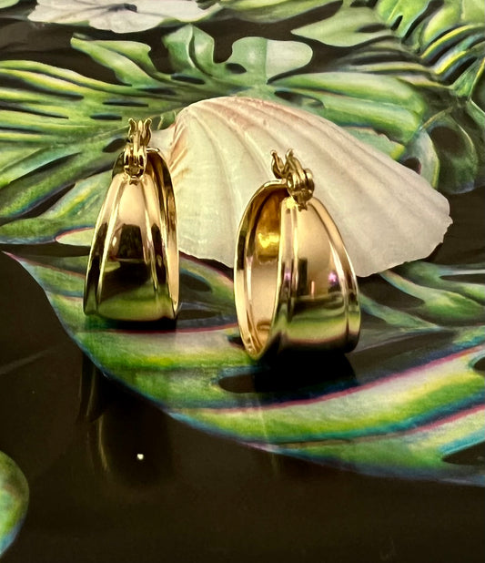 Wide Chunky Gold Hoops