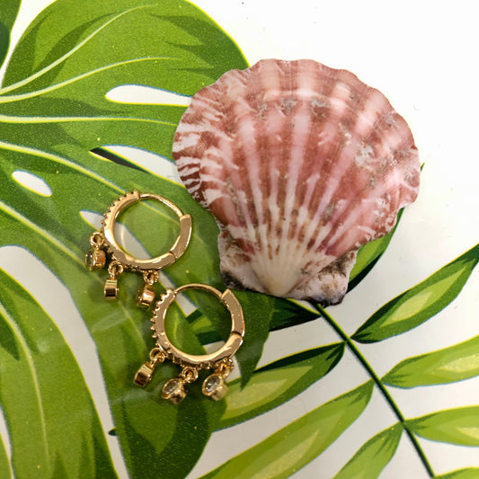 Gold Dangle Huggies