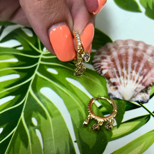 Gold Dangle Huggies