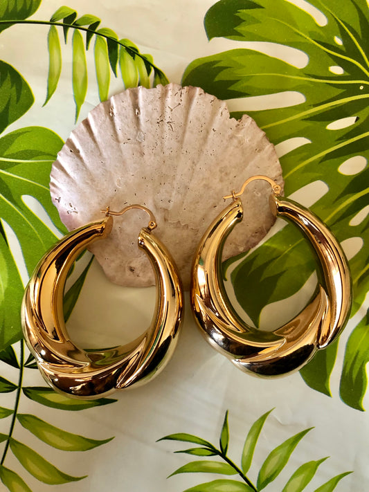 Twist Chunky Gold Hoop - Gold filled