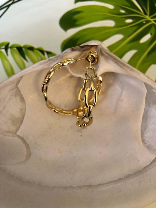 Chain Link Hoops - Gold filled