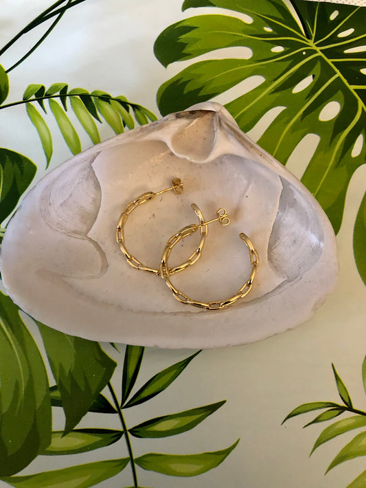 Chain Link Hoops - Gold filled