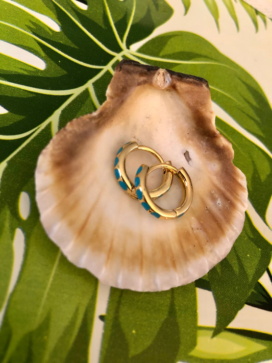 Turquoise Huggies - Gold filled